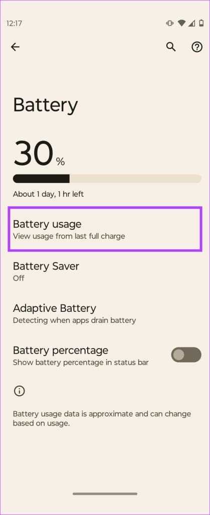 Select Battery Usage