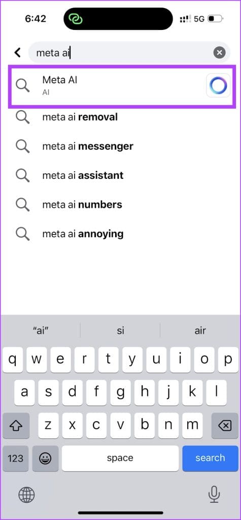 Search Meta AI Facebook