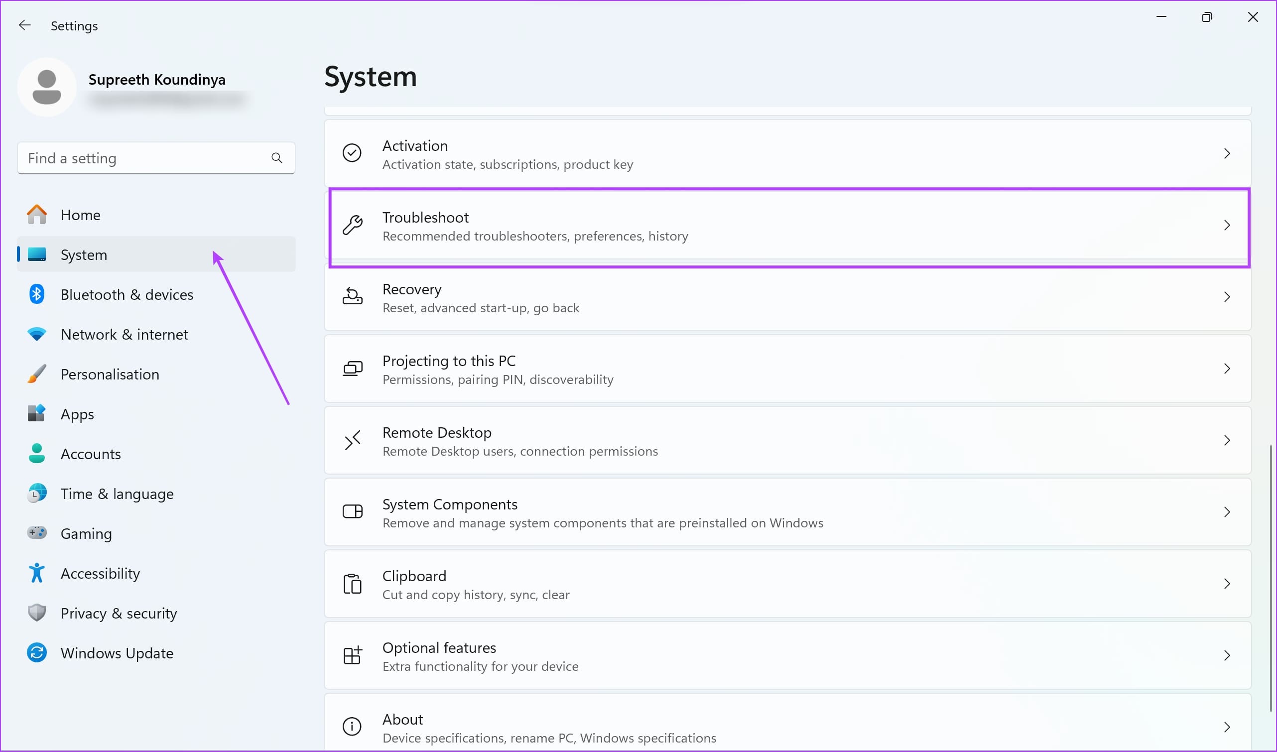 System and Troubleshoot