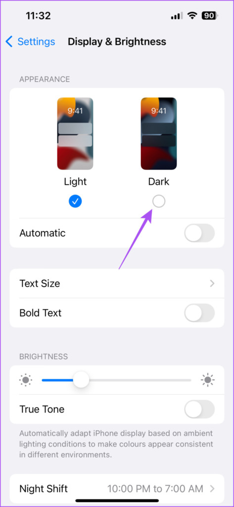 enable dark mode on iphone