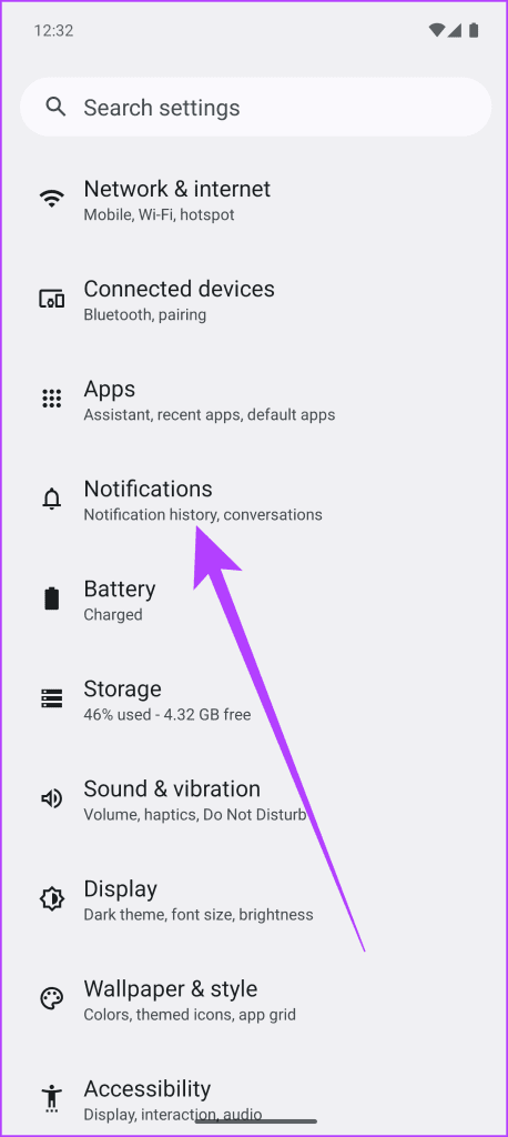 1. On your Android 15 device head over to Settings Notifications