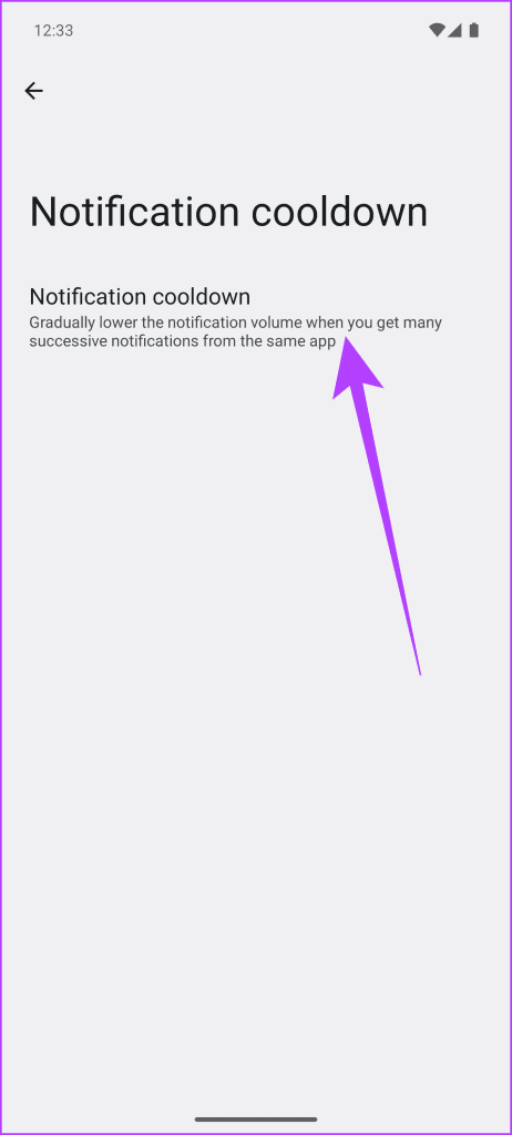 3. Inside tap on Notification Cooldown once again