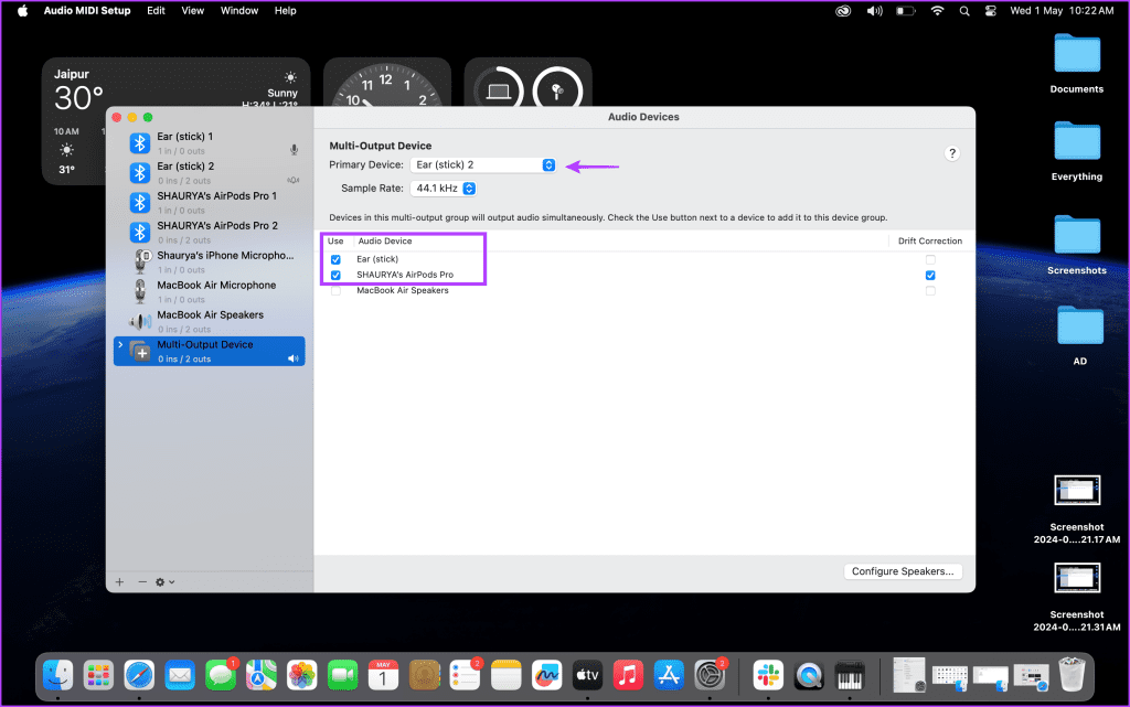 audio from two bluetooth headphones on mac