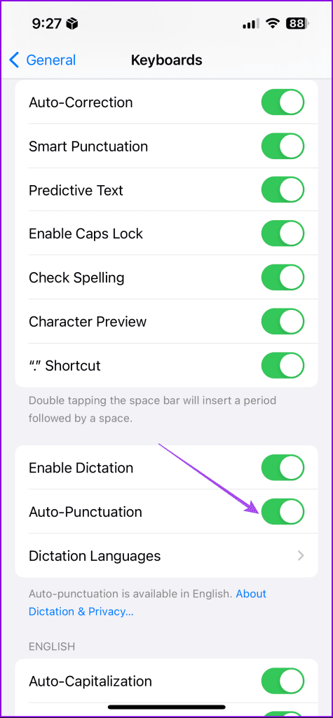 auto punctuation keyboard iphone
