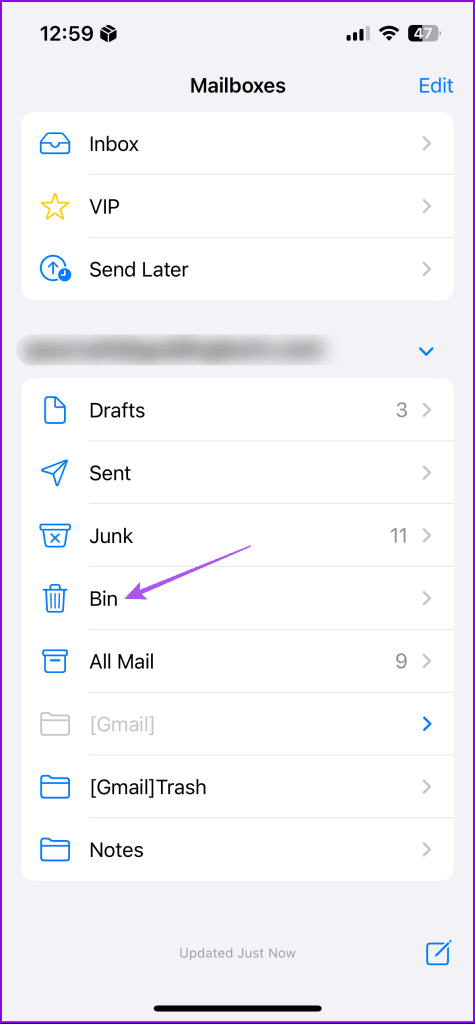 bin mail app iphone