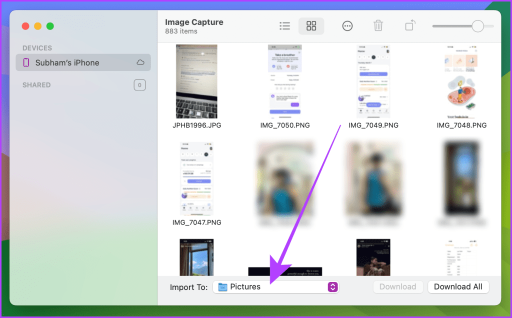 Change Import Folder of Image Capture