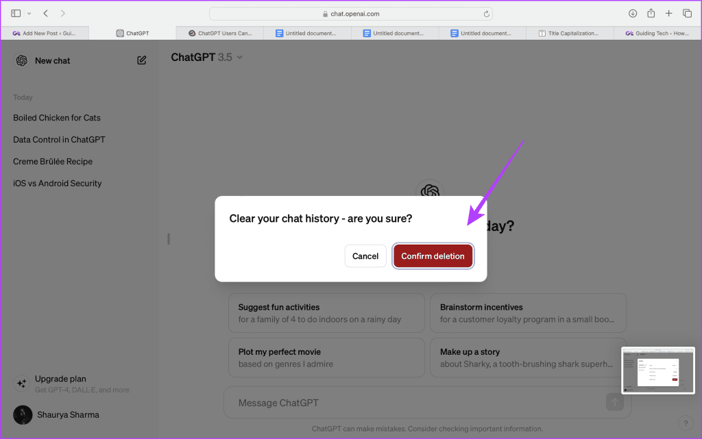 chatgpt delete all chats 2