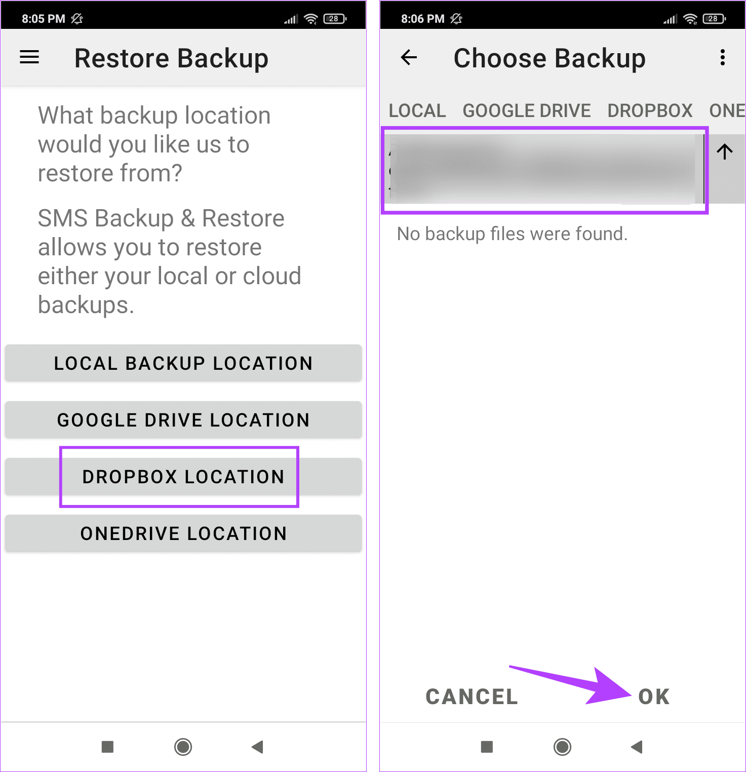 Choose backup