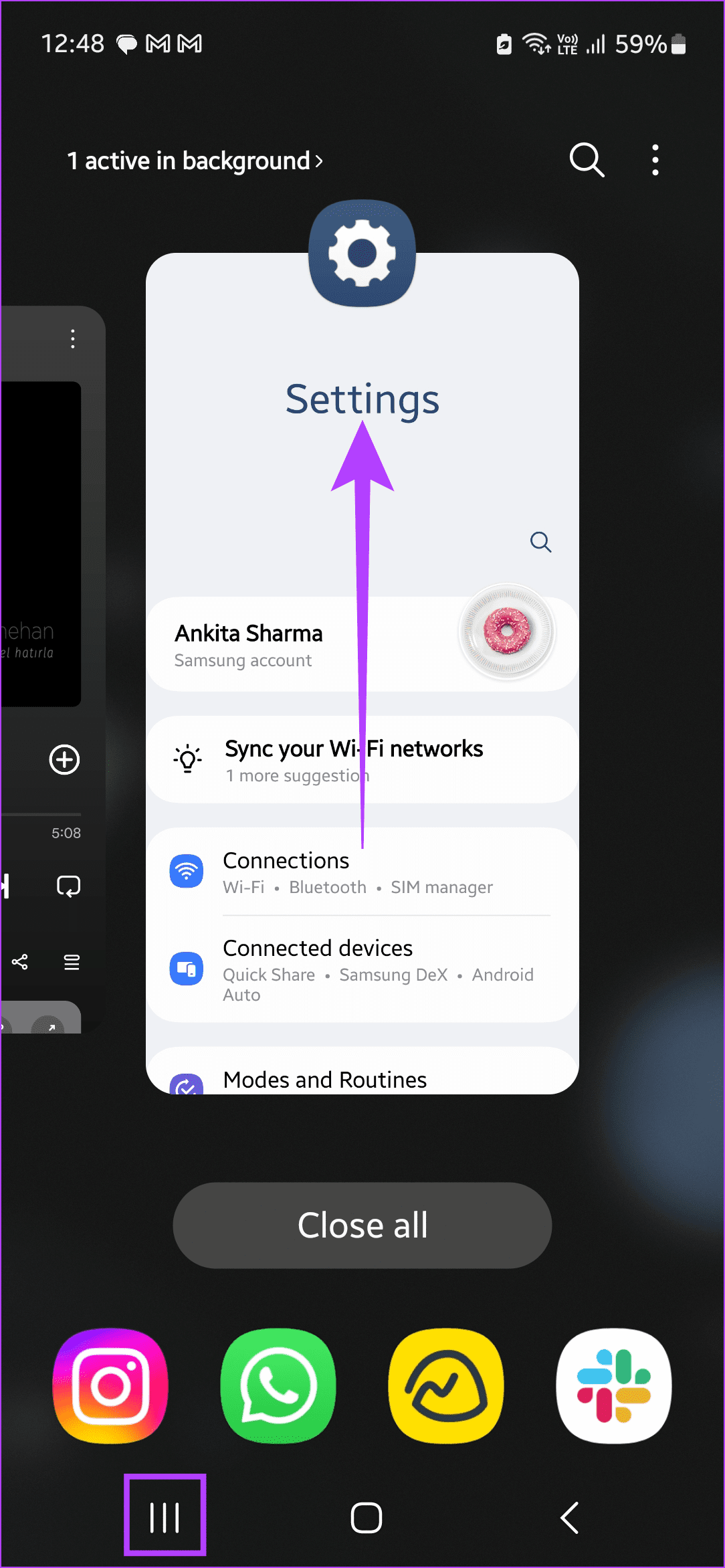 Close the Settings App