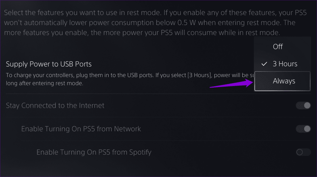 Configure PS5 to Supply Power to USB Ports in Rest Mode