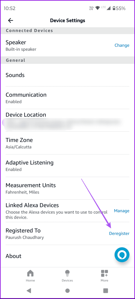 deregister echo device alexa app