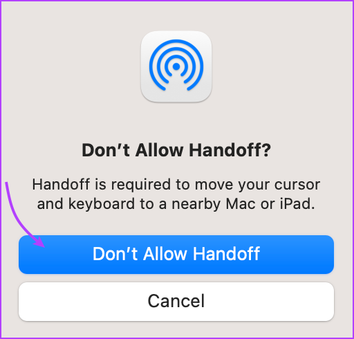 Select Don't Allow Handoff to disable it