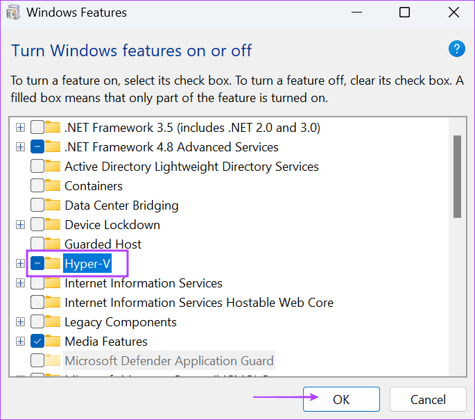 disable hyper v using control panel 4