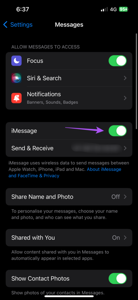 enable iMessage on iPhone