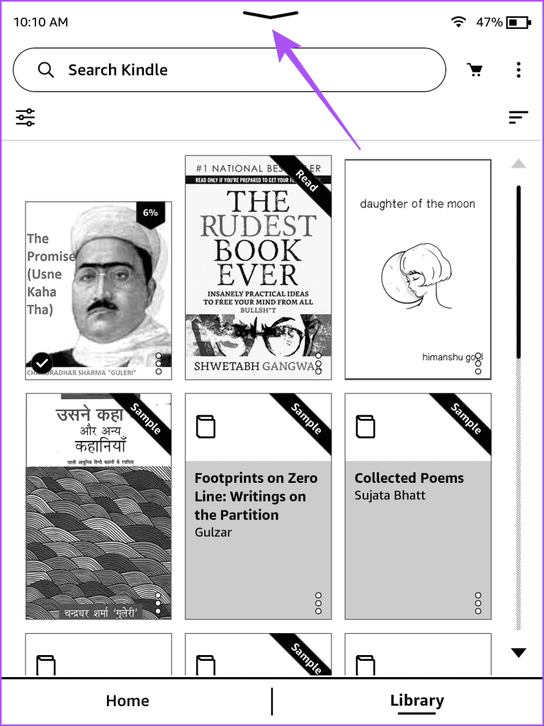 down arrow kindle homepage 