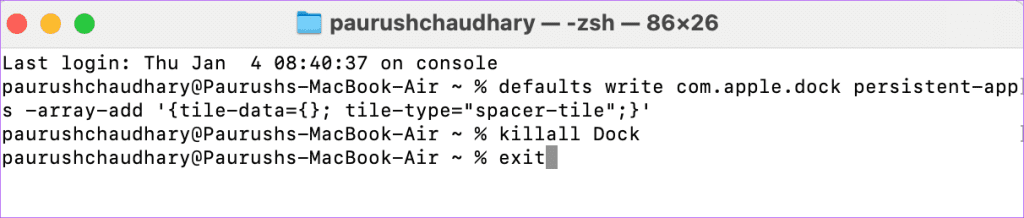 exit terminal apply spacer in dock - 1