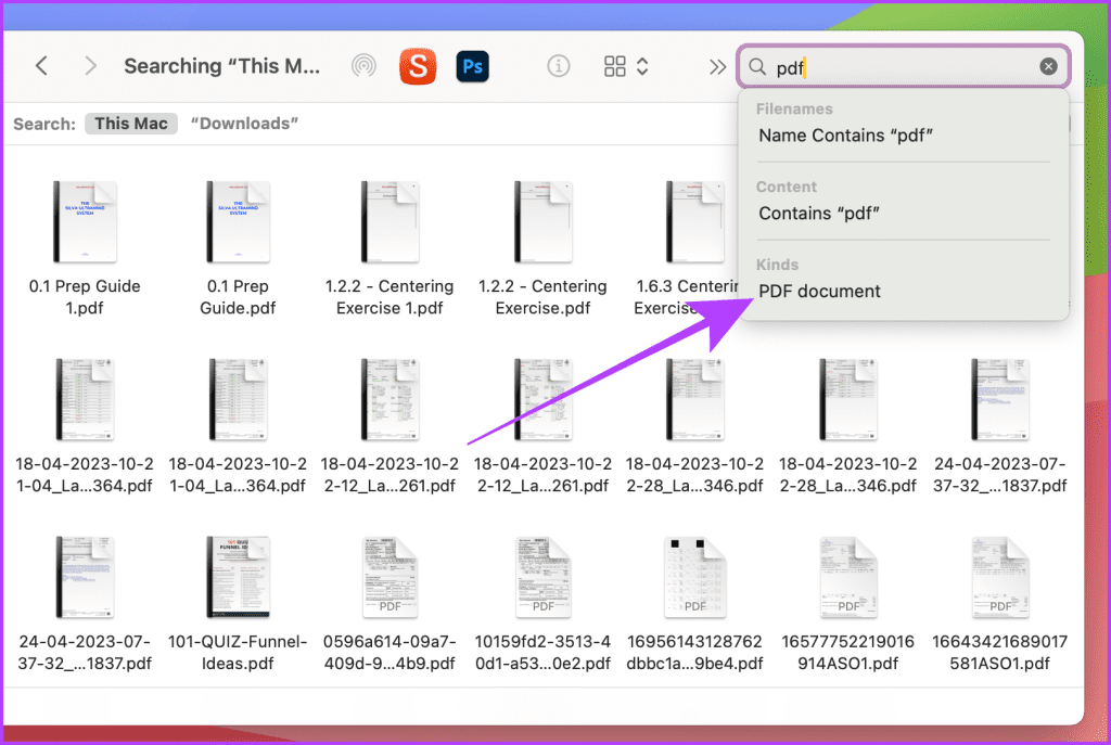 Filter Files by Kind in Finder on Mac