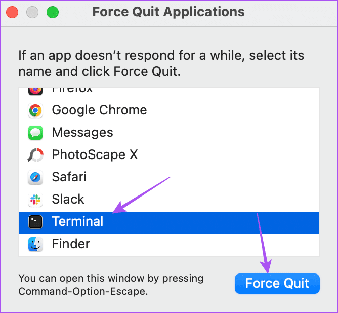 force quit terminal on mac