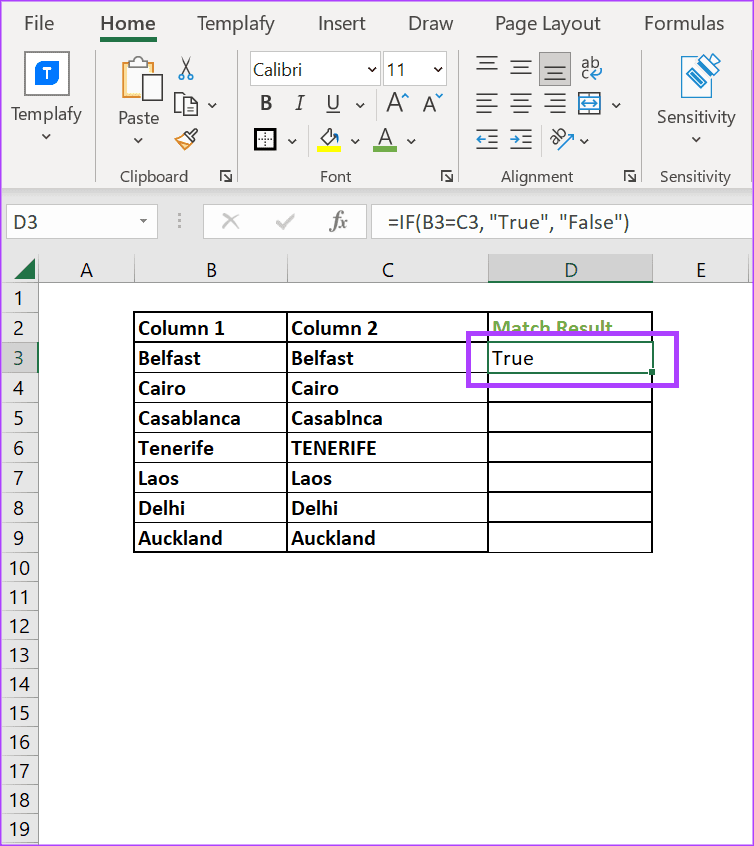 how to compare columns in excel 14