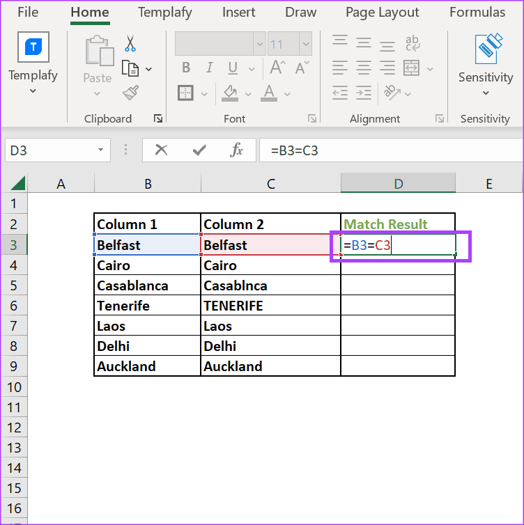 how to compare columns in excel 7