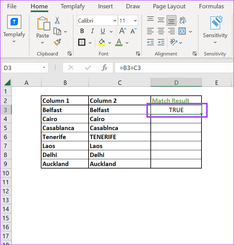 how to compare columns in excel 8