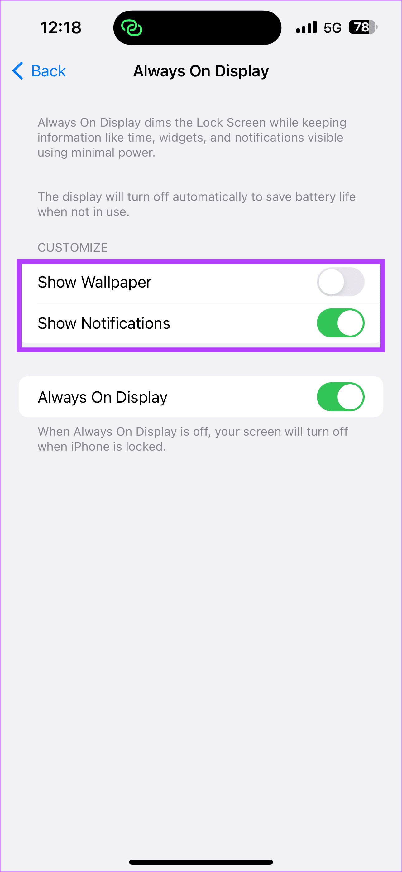 Disable Show Wallpaper