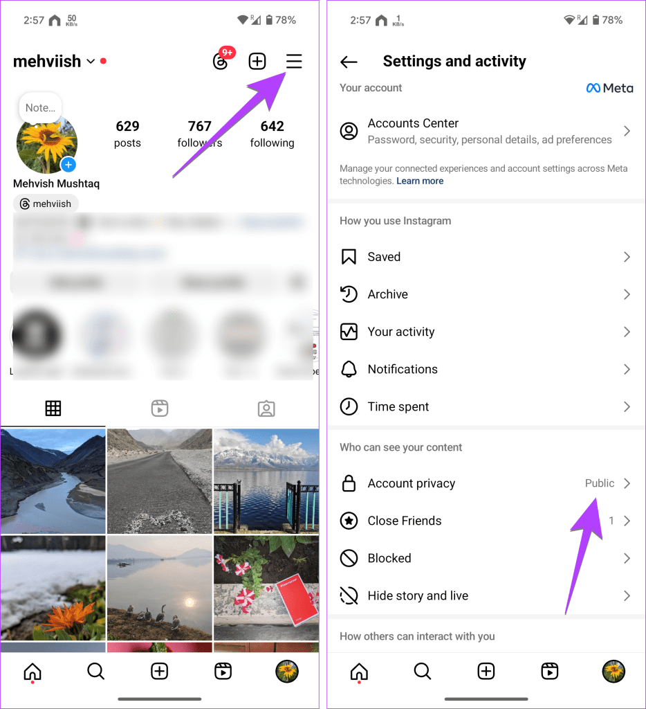 Instagram account check public or private