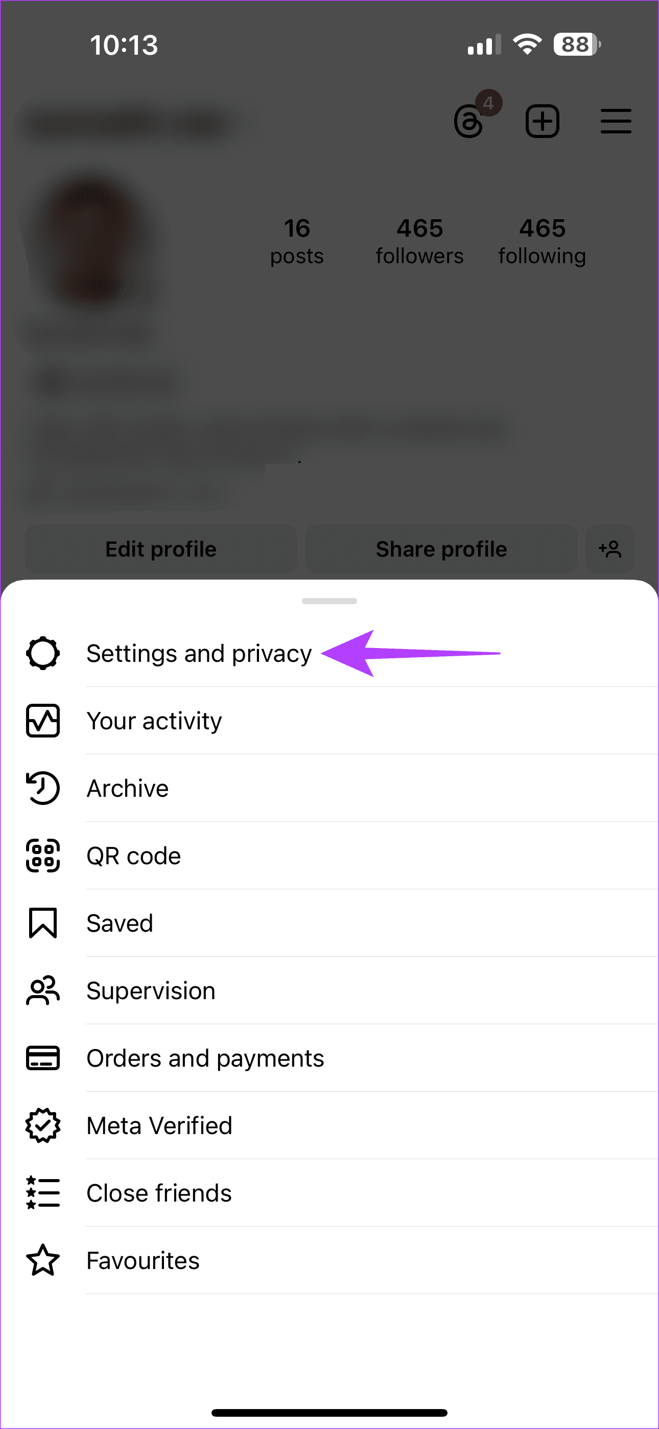 Tap Settings and privacy