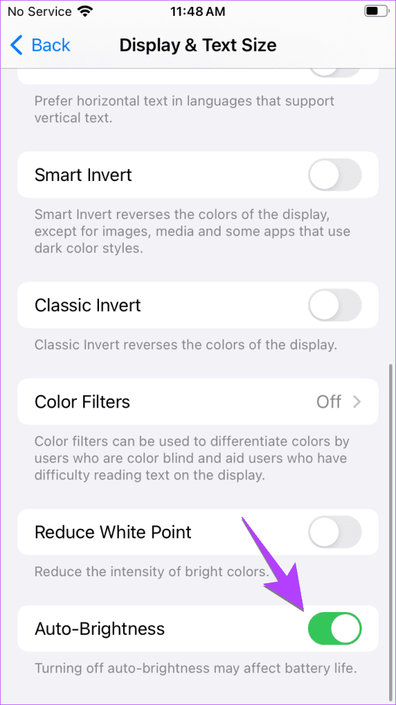 iPhone auto brightness off