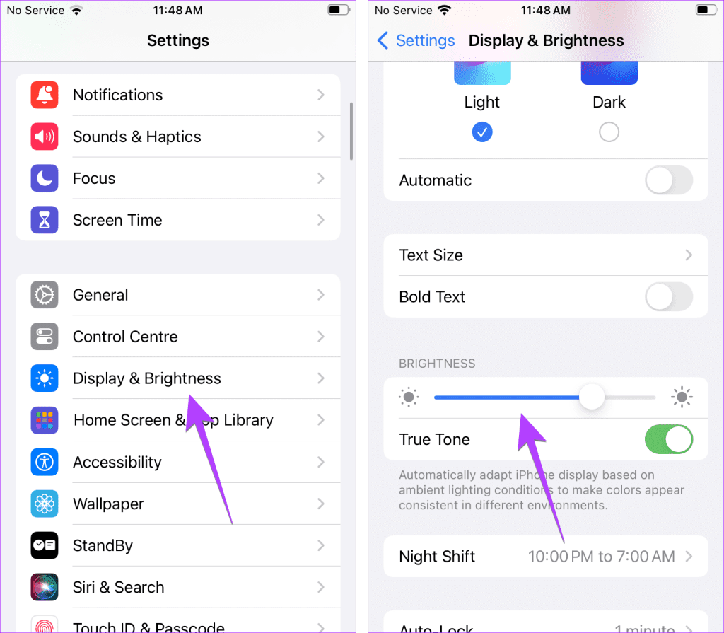 iPhone brightness change