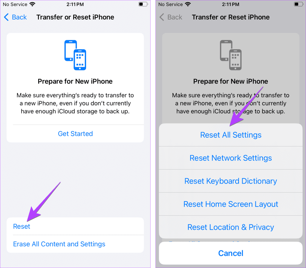 iPhone reset all of settings