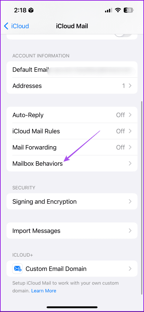 mailbox behaviours icloud iphone