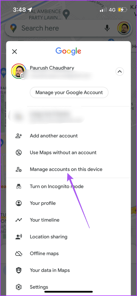 manage accounts on this device google maps iphone