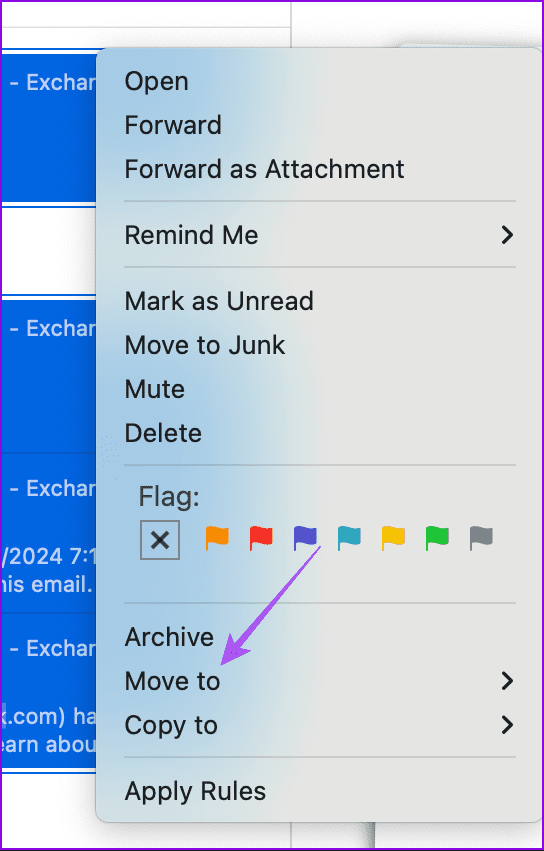 move to selected email apple mail mac