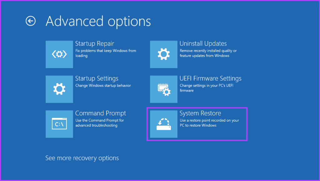 Navigate to System Restore 1