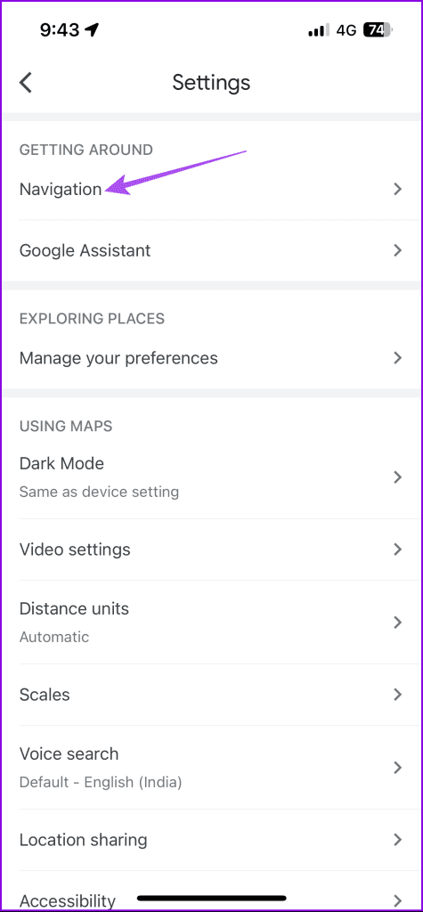 navigation settings google maps