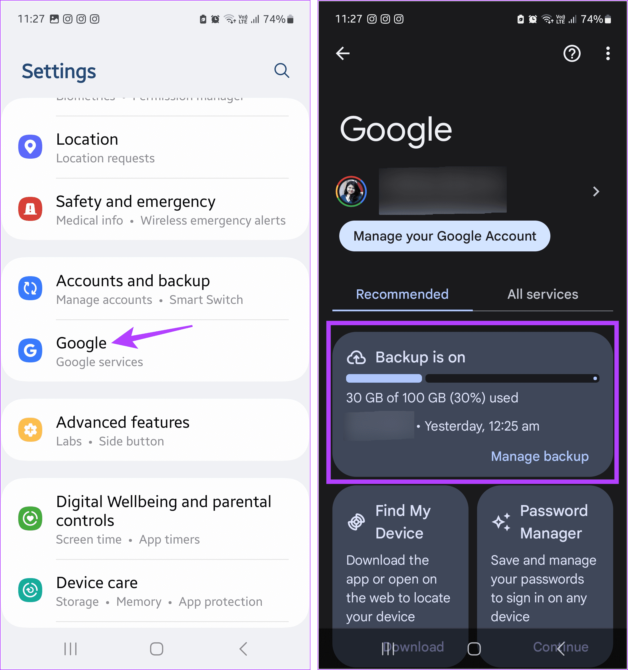 Open Google settings 4