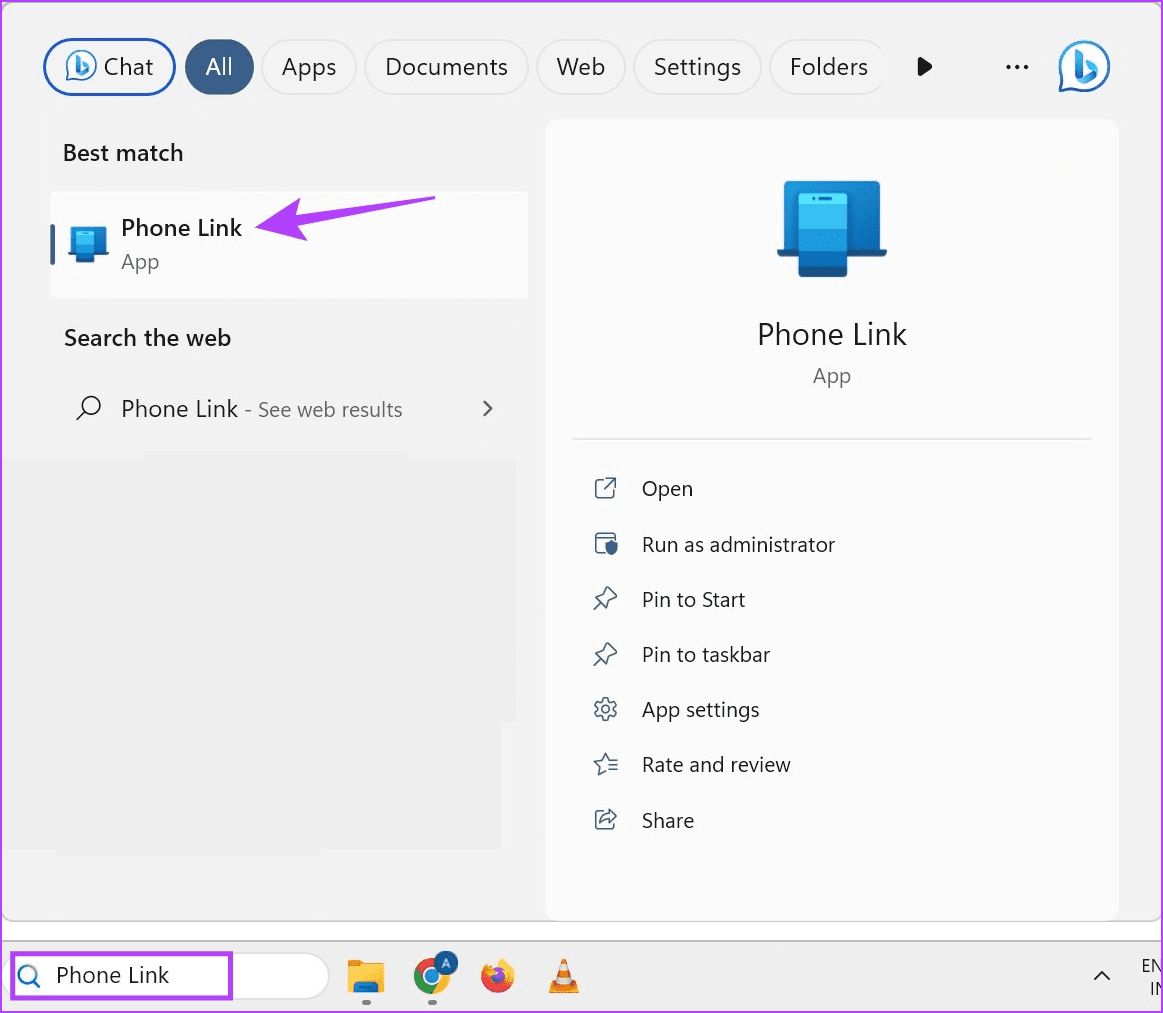 Open Phone Link App on Windows 11