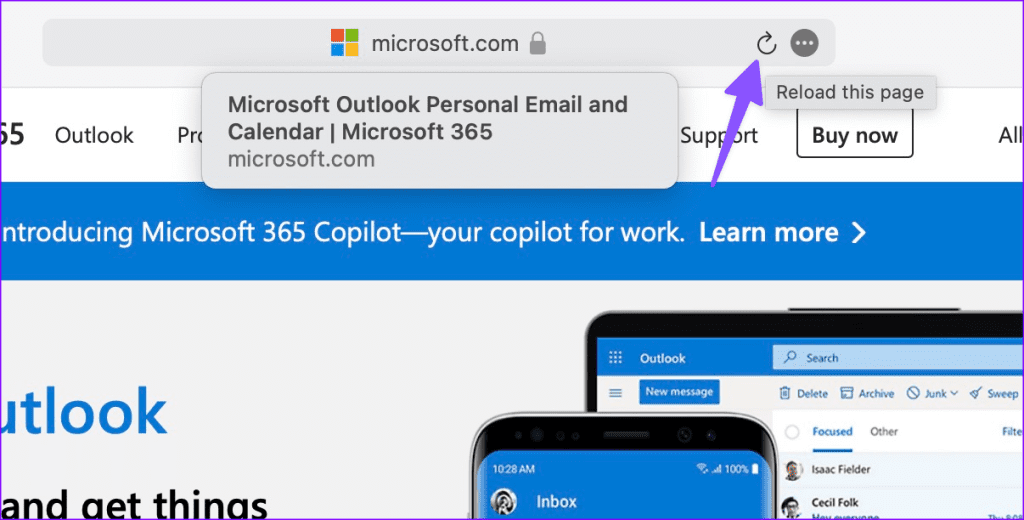 Outlook not working on Safari 1