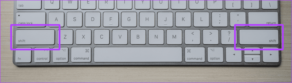 Press and Hold Shift on Mac keyboard