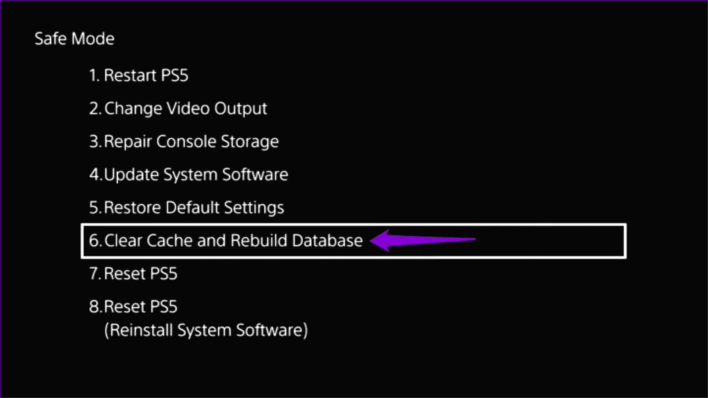 PS5 Safe Mode Menu