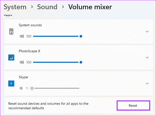 Reset Windows sounds