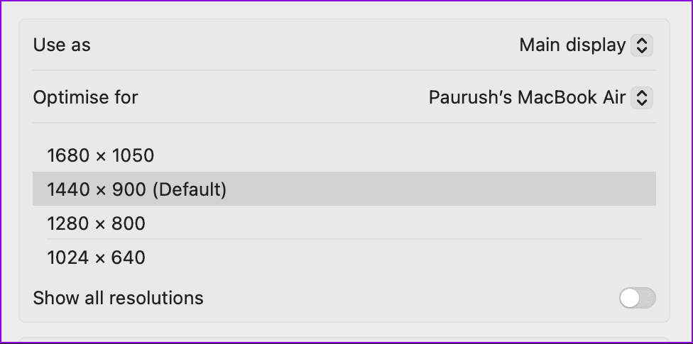 resolutions mac display settings