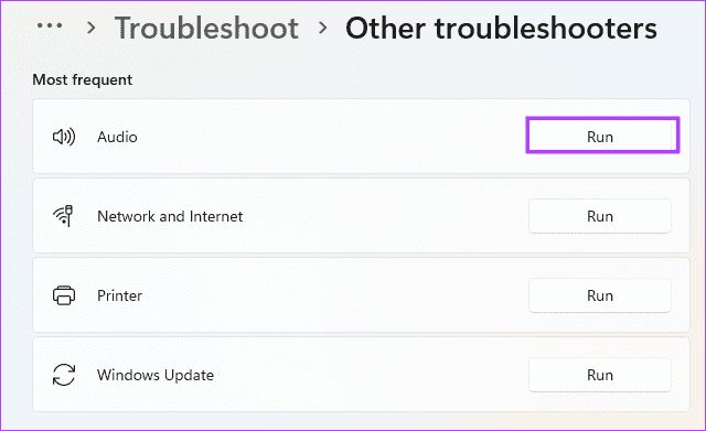 Running Audio troubleshooter