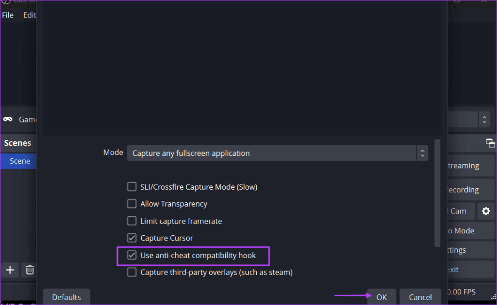 Selecting Source in obs studio 3