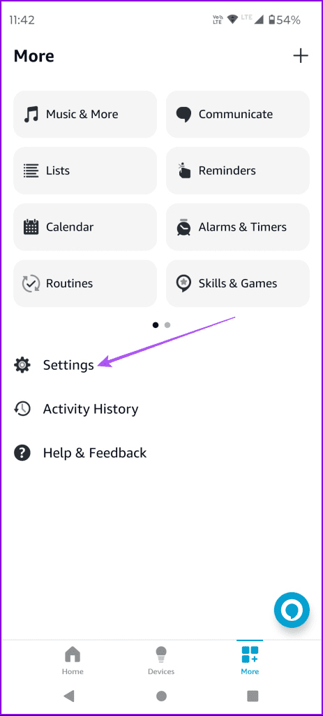 settings alexa app