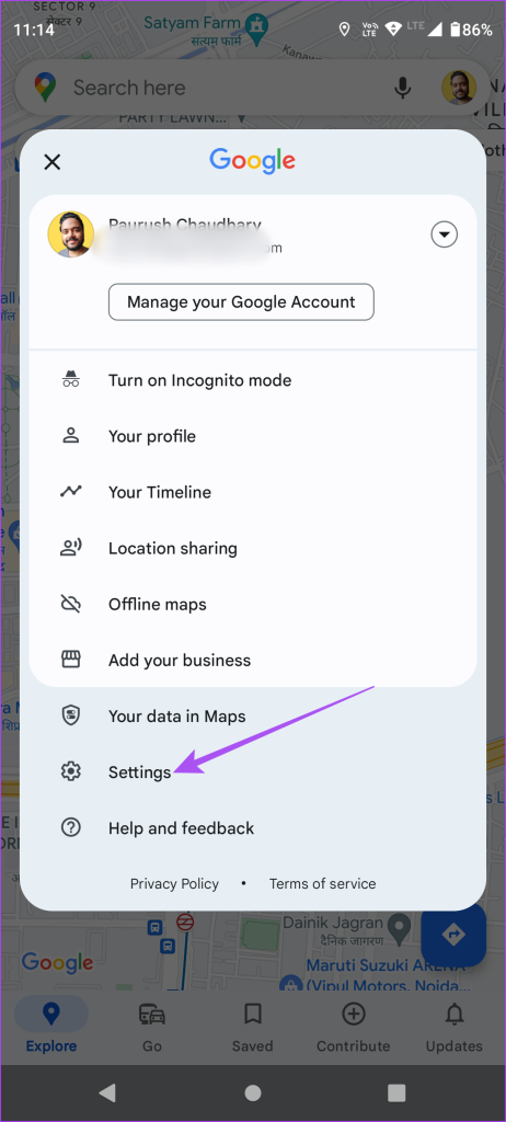 settings google maps