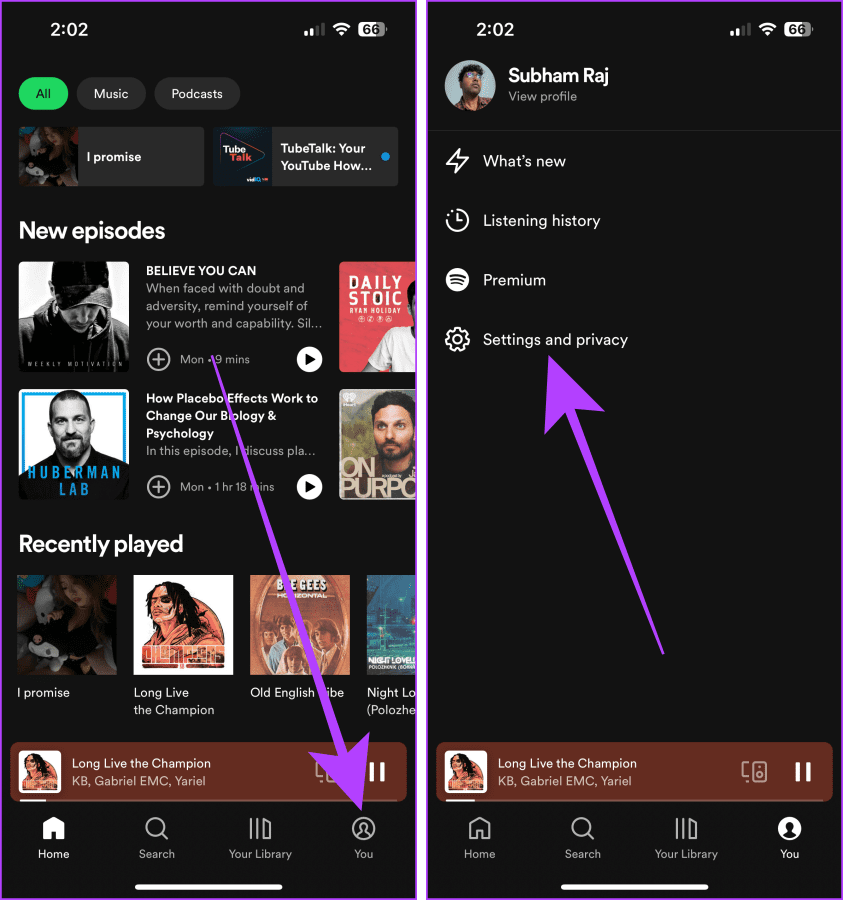 Spotify Home page iPhone