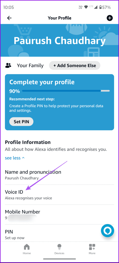 voice id profile settings alexa app