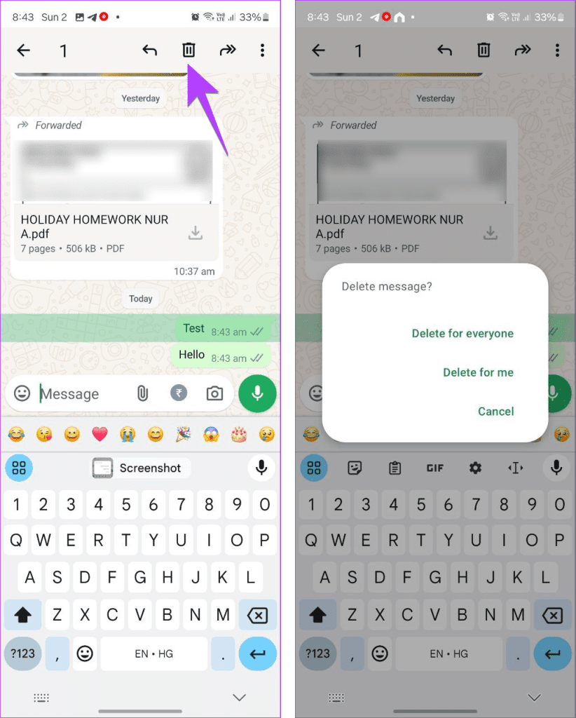 WhatsApp delete messages